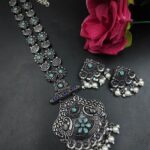 Oxidized Necklace Set Elegant Premium Traditional Jewelry for Stunning Ethnic Style - "MInt"