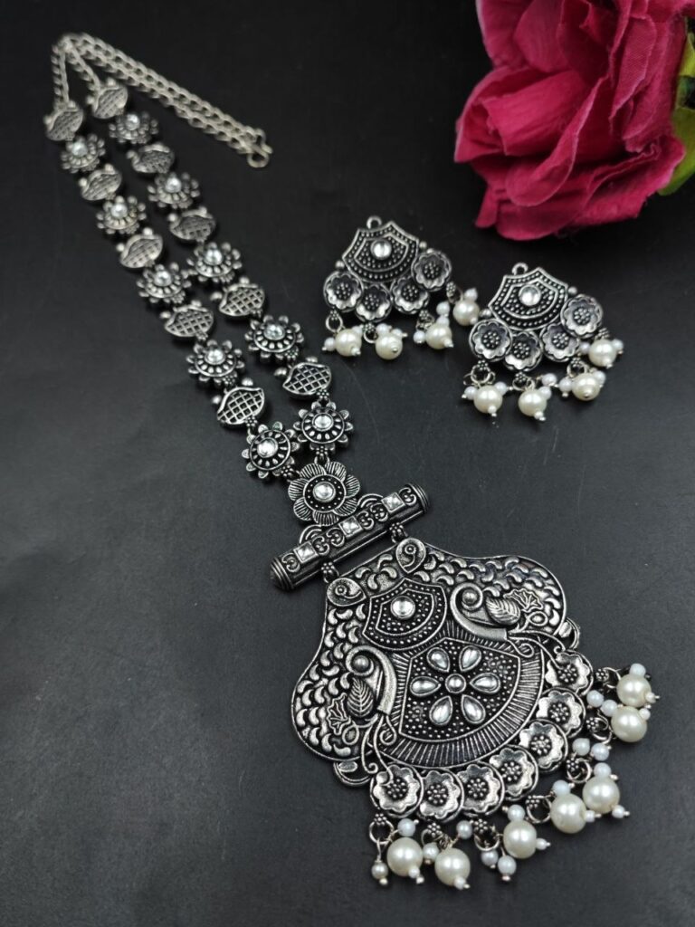Oxidized Necklace Set Elegant Premium Traditional Jewelry for Stunning Ethnic Style