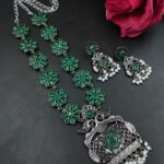 Floral Art Peacock Necklace Gorgeous Premium Ethnic Jewelry for Elegant Festive Look - "Green"