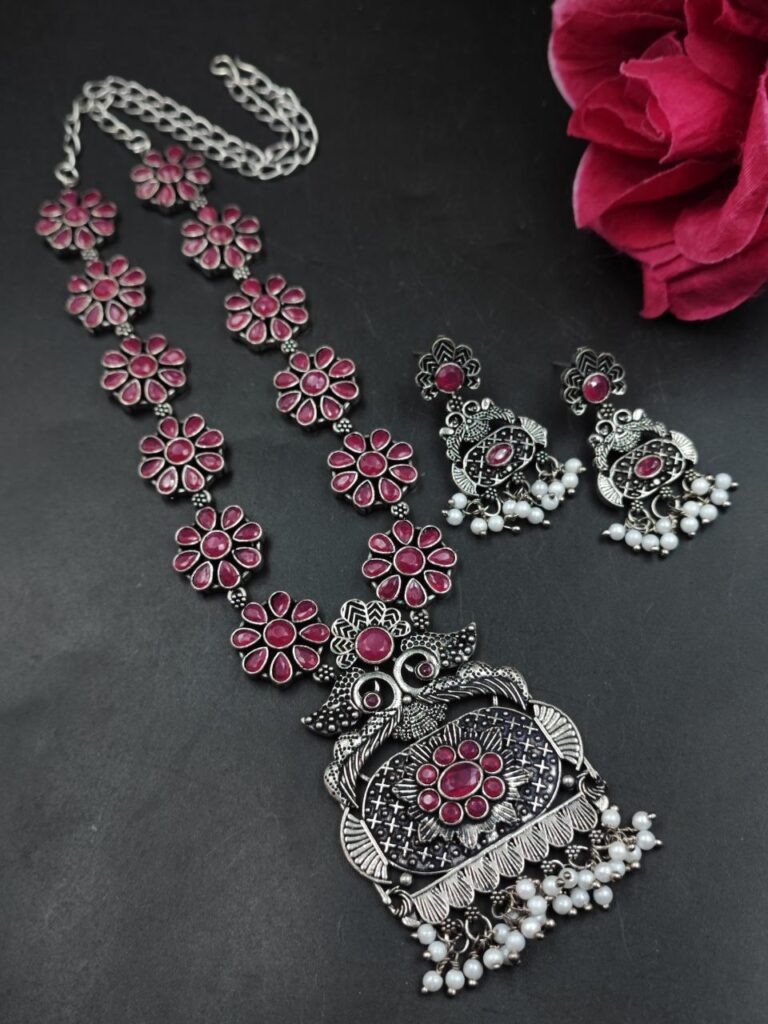 Floral Art Peacock Necklace Gorgeous Premium Ethnic Jewelry for Elegant Festive Look