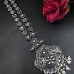 Vintage Silver Look Necklace Antique Jewelry for Gorgeous Traditional Style - "White"