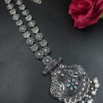 Vintage Silver Look Necklace Antique Jewelry for Gorgeous Traditional Style - ''Babypink-Mint''