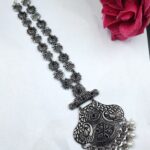 Vintage Silver Look Necklace Antique Jewelry for Gorgeous Traditional Style - "Black"