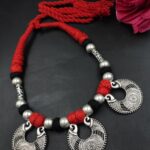 Oxidized Thread Necklace Handmade Design with Traditional Charm for Women
