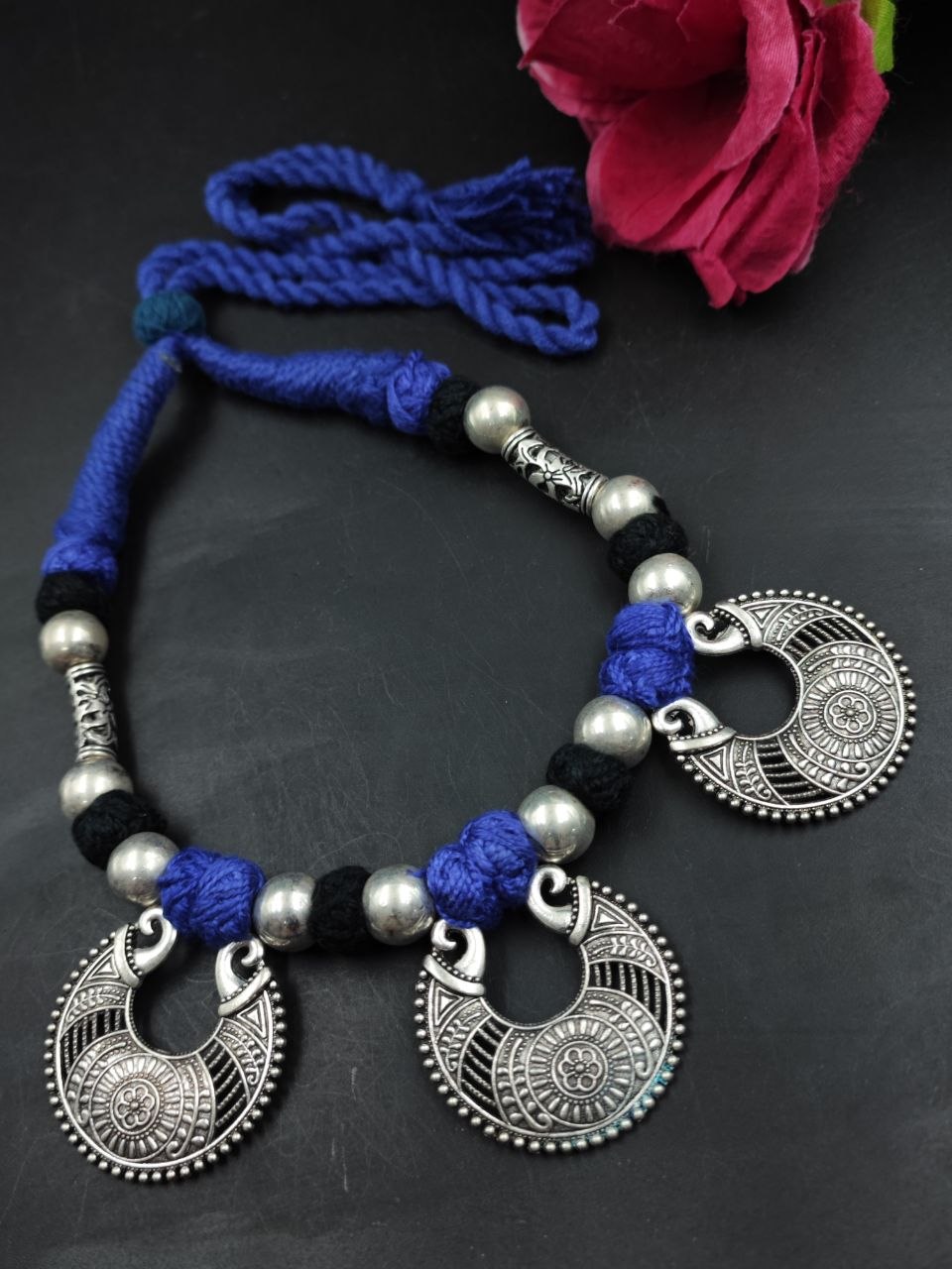 Oxidized Thread Necklace Handmade Design with Traditional Charm for Women 2 Oxidized Thread Necklace stylish brass jewelry design