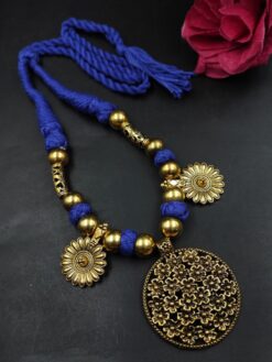 Floral Art Thread Necklace stylish brass jewelry design
