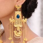 Traditional Kashmiri Earring Peacock Design With Elegant Pearl Work Detailing - Blue