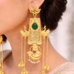 Traditional Kashmiri Earring Peacock Design With Elegant Pearl Work Detailing - "Green"