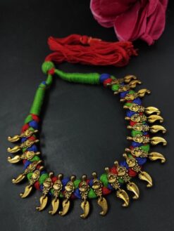 Leaf Design Thread Necklace stylish brass jewelry design