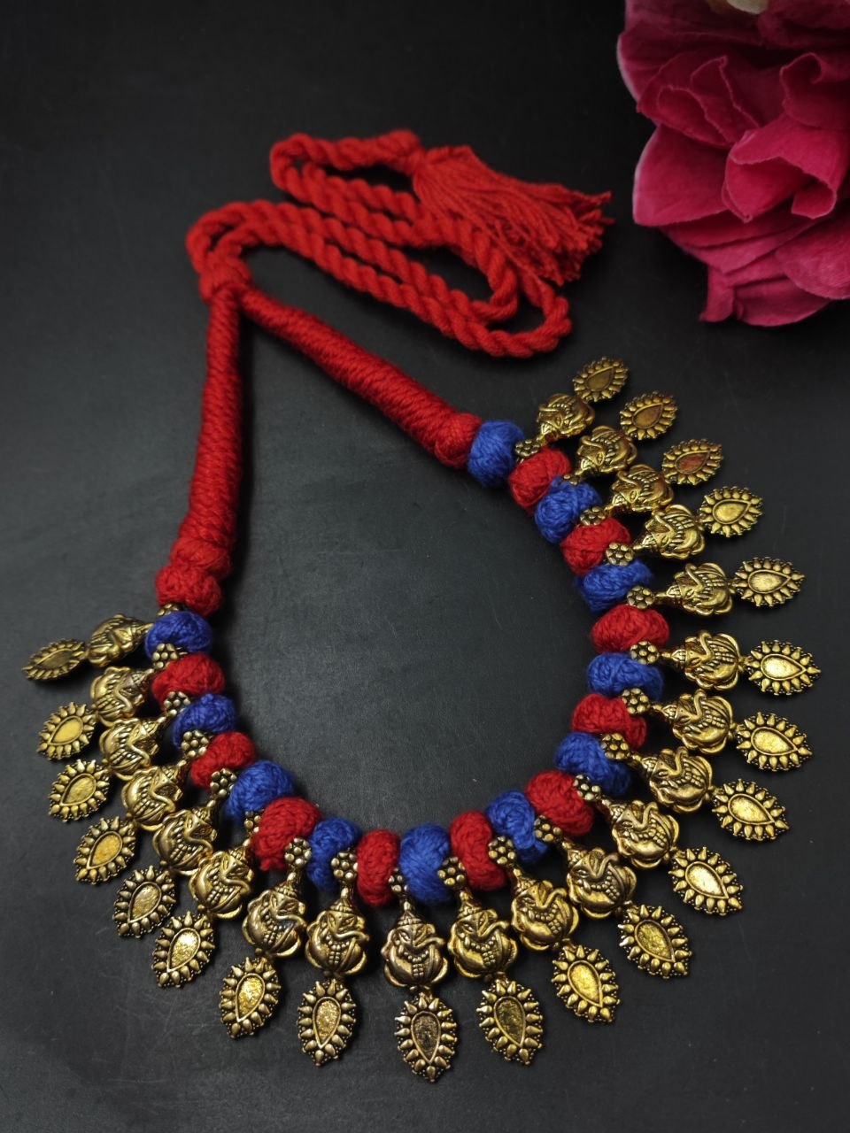 Gold Plated Thread Necklace Elegant Jewelry for Stylish Traditional Look 1 Gold Plated Thread Necklace stylish brass jewelry design