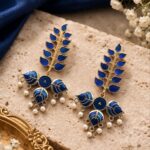 Unique Leaf Meena Kari Earring Gorgeous Elegant Jewelry for Premium Stylish Look - Blue