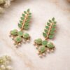 Leaf Meena Kari Earring stylish brass jewelry design