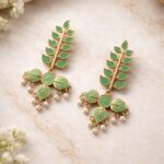 Unique Leaf Meena Kari Earring Gorgeous Elegant Jewelry for Premium Stylish Look - "MInt"