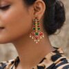 Leaf Meena Kari Earring stylish brass jewelry design