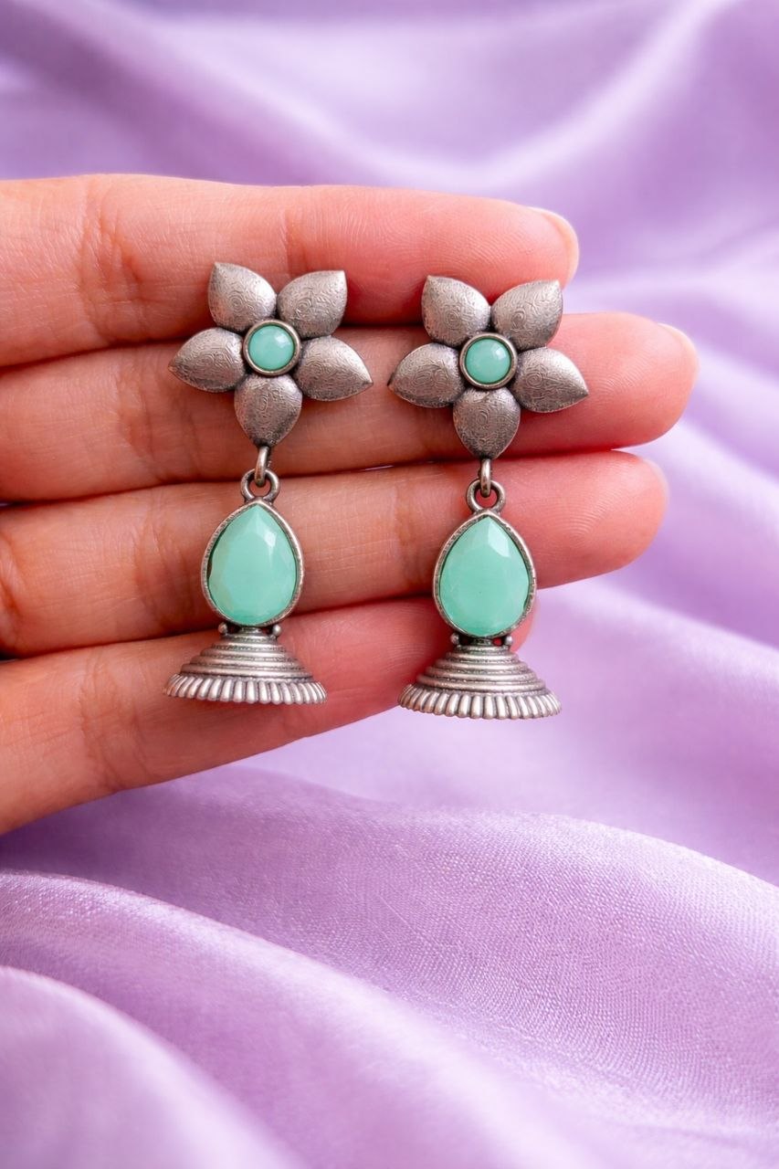 Oxidized Floral Art Earring Elegant Traditional Jewelry for Gorgeous Ethnic Style 4 Oxidized Floral Art Earring stylish brass jewelry design