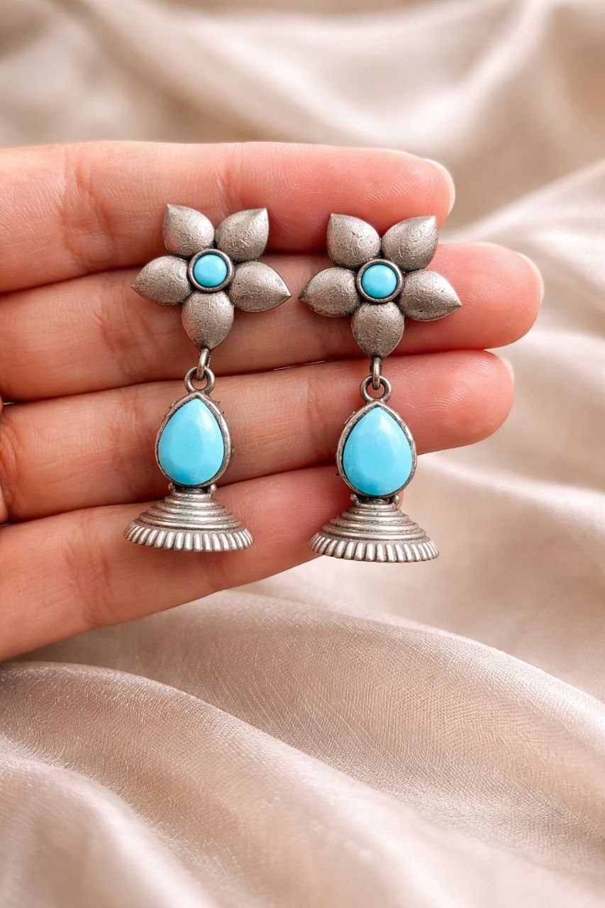 Oxidized Floral Art Earring Elegant Traditional Jewelry for Gorgeous Ethnic Style 3 Oxidized Floral Art Earring stylish brass jewelry design