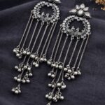 Silver Kashmiri Earring Gorgeous Traditional Jewelry for Graceful Ethnic Style - "White"