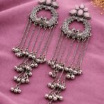 Silver Kashmiri Earring Gorgeous Traditional Jewelry for Graceful Ethnic Style - ''BabyPink''