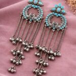 Silver Kashmiri Earring Gorgeous Traditional Jewelry for Graceful Ethnic Style - "Aqua"