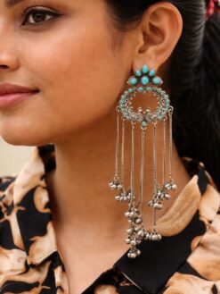 Silver Kashmiri Earring stylish brass jewelry design