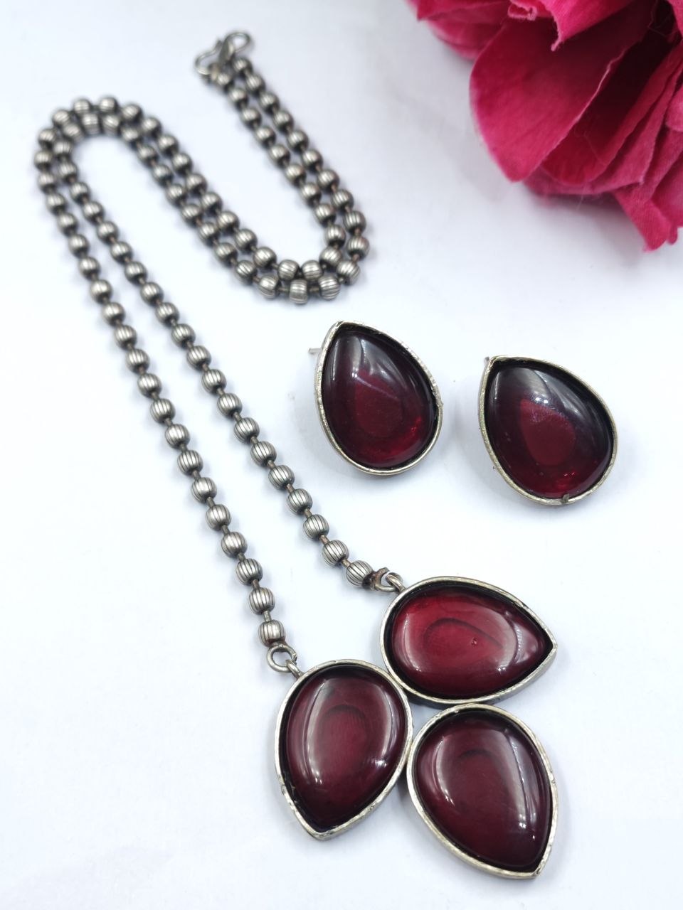 Silver Drop Necklace Set Premium Design for Traditional Look 11 Drop Necklace Set stylish brass jewelry design