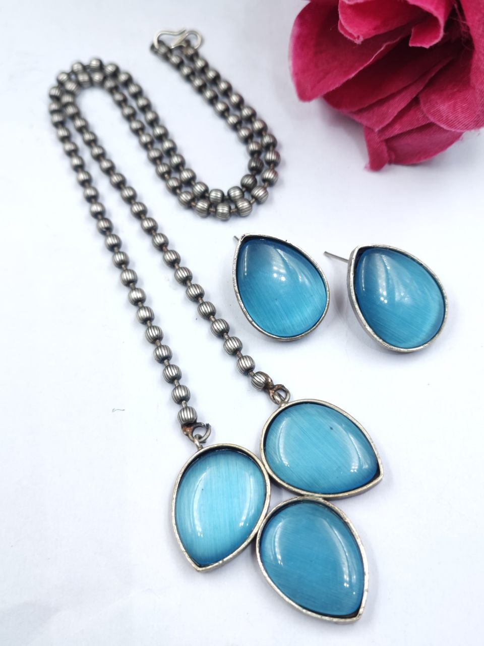 Silver Drop Necklace Set Premium Design for Traditional Look 7 Drop Necklace Set stylish brass jewelry design