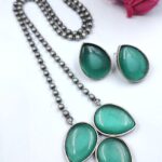 Silver Drop Necklace Set Premium Design for Traditional Look - "MInt"