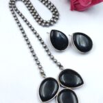 Silver Drop Necklace Set Premium Design for Traditional Look - "Black"