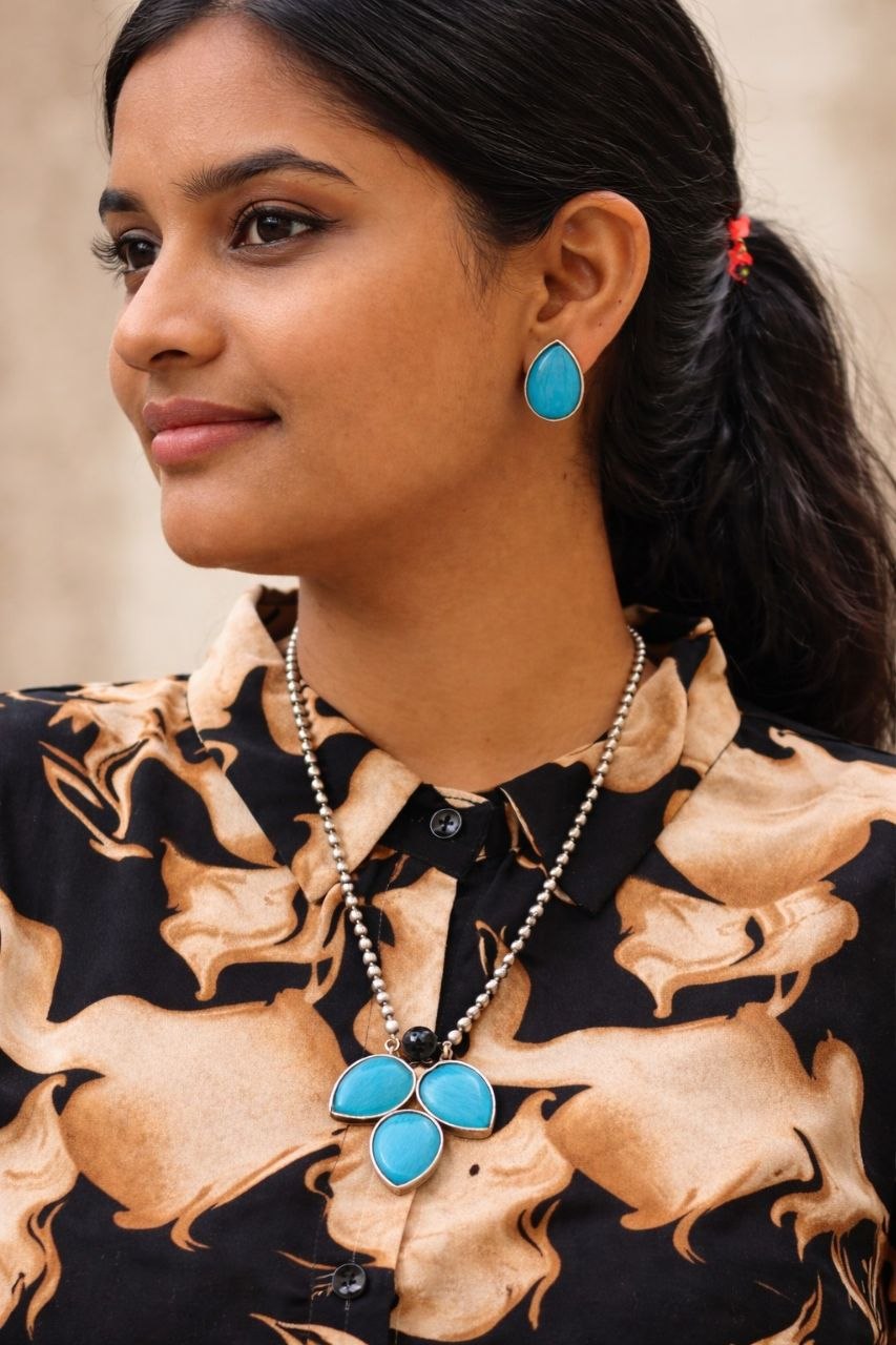 Silver Drop Necklace Set Premium Design for Traditional Look 1 Drop Necklace Set stylish brass jewelry design