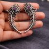 Silver Peacock Earcuff stylish brass jewelry design