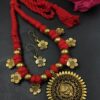 Floral Beads Thread Necklace stylish brass jewelry design