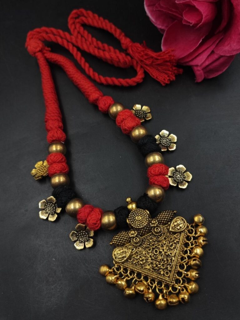 Gold Plated Thread Necklace Elegant Jewelry for Ghungroo Work