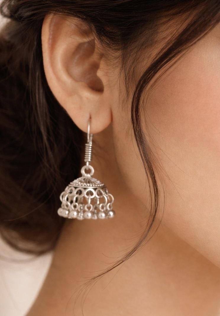 Silver Jhumka Earring Traditional Jewelry for Light Weight Ethnic Look 1 Silver Jhumka Earring stylish brass jewelry design