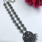 Designer Floral Art Necklace Traditional Jewelry for Light Weight Ethnic Style - "Black"