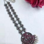 Designer Floral Art Necklace Traditional Jewelry for Light Weight Ethnic Style - "Red"