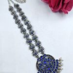 Designer Floral Art Necklace Traditional Jewelry for Light Weight Ethnic Style - Blue