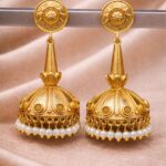 Gold Plated Jhumka Earring Dazzling Jewelry for Traditional Look - "Yellow"