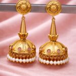 Gold Plated Jhumka Earring Dazzling Jewelry for Traditional Look - ''BabyPink''
