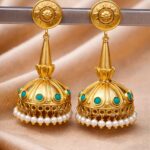 Gold Plated Jhumka Earring Dazzling Jewelry for Traditional Look - "Aqua"