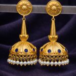 Gold Plated Jhumka Earring Dazzling Jewelry for Traditional Look - Blue
