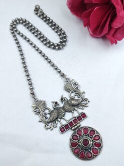 Oxidized Peacock Necklace stylish brass jewelry design