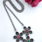 Floral Art Necklace Stunning Jewelry for Beautiful Look - "Red-Green"