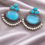 Silver Round Studs Everyday Jewelry for Beautiful Minimal Stylish Look - "Aqua"
