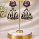 Oxidized Jhumka Earring Ethnic Jewelry for Pearl Work Detailing - ''BabyPink''