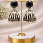 Oxidized Jhumka Earring Ethnic Jewelry for Pearl Work Detailing - Blue