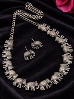Oxidized Elephant Necklace stylish brass jewelry design