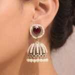 Oxidized Jhumka Earring Ethnic Jewelry for Pearl Work Detailing