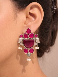 Peacock Stone Earring stylish brass jewelry design