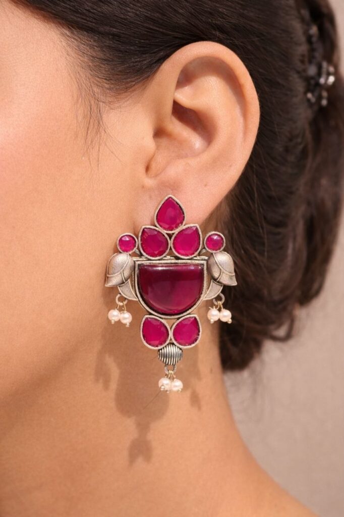 Peacock Stone Earring Stunning Elegant Design with Premium Traditional Artistic Finish