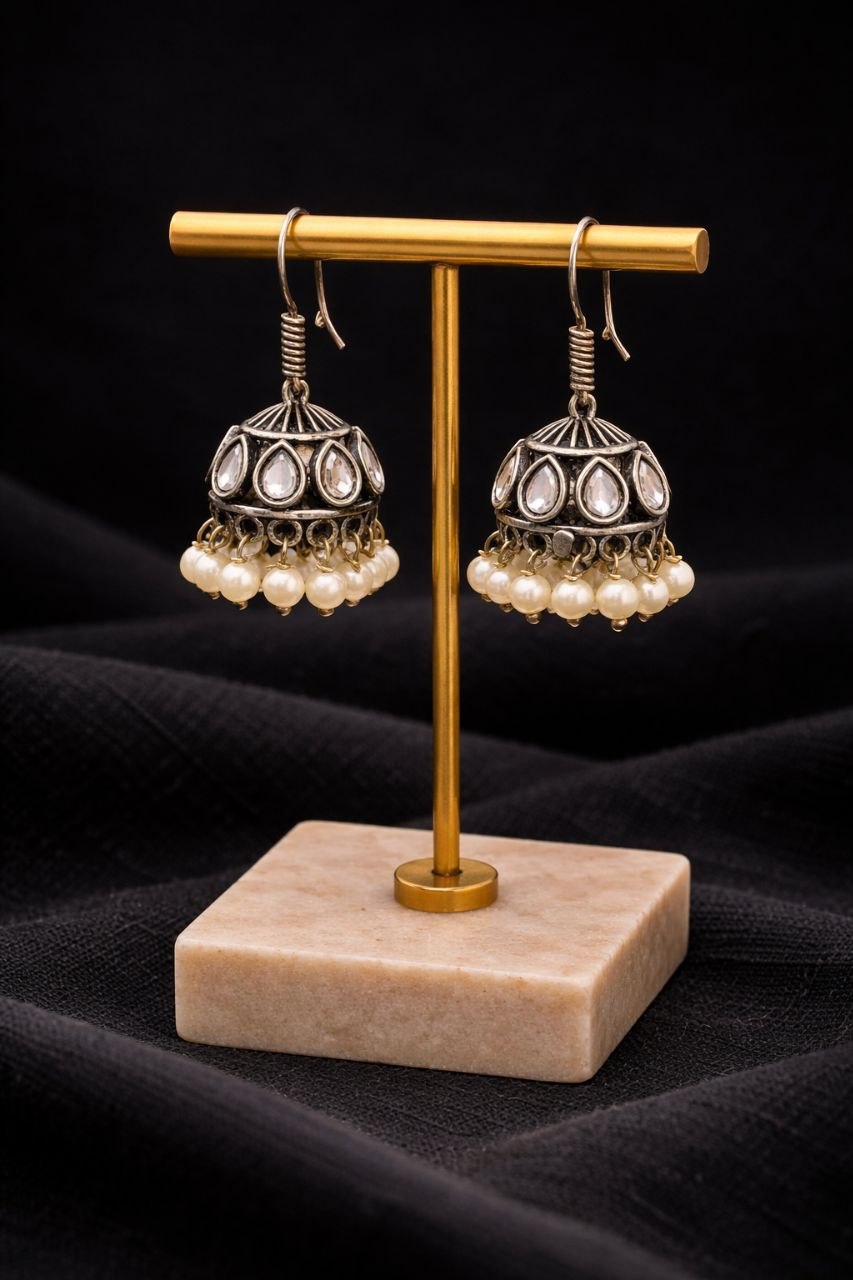 Unique Jhumki Earring Jewelry for Light Weight Party Look 8 Jhumki Earring stylish brass jewelry design